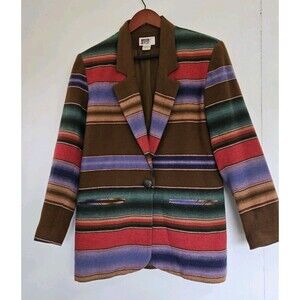 VTG Sarah Morgan Blazer S Southwestern Western Chore Barn Striped Plaid Native